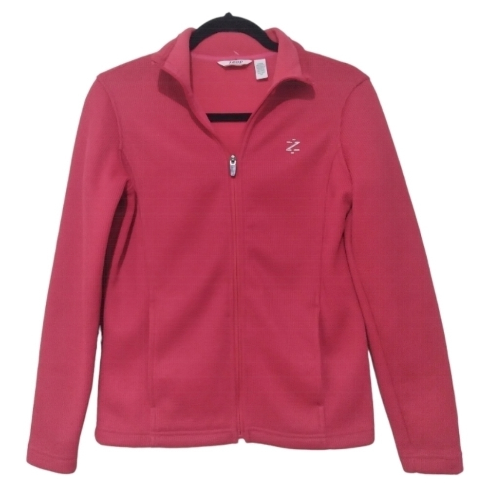 Izod Red Zip Up Fleece Jacket with Pockets - Picture 3 of 9